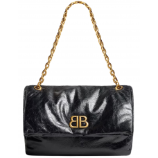 Брендовая женская сумка Balenciaga Monaco Medium Chain Tote Bag Black/Gold - B169