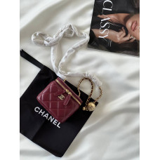 Брендовая женская сумка Chanel Vanity Zip Mini Burgundy | Стильная элегантность в форме бьюти-кейса, Premium качество (C112)