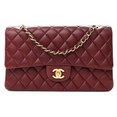 Брендовая женская сумка Chanel Classic Medium Double Flap Bag in Burgundy Leather - P10033 - C163