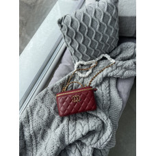 Брендовая женская сумка Chanel Vanity Zip Burgundy | Стильная элегантность в форме бьюти-кейса, Premium качество (C419)