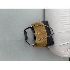 Брендовая женская сумка Chanel Hobo Tote Black/Brown | Вместительная стильная сумка из замши и натуральной кожи C439
