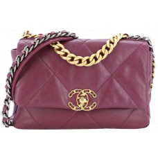 Брендовая женская сумка Chanel Medium 19 Flap Bag Burgundy  - C443