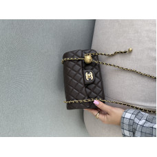 Брендовая женская сумка Chanel Classiс 1.55 Chocolate | Классическая shoulder bag из натуральной кожи C456