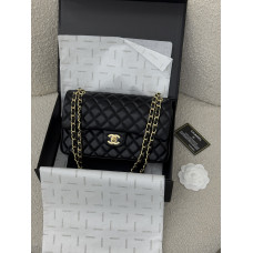 Брендовая женская сумка Chanel Classiс 2.55 Black/Gold | Классическая shoulder bag из натуральной стеганой кожи C469