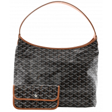 Брендовая женская сумка Goyard Boheme Hobo Bag in Black/Tan - C589
