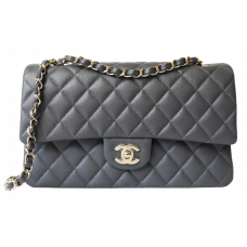 Брендовая женская сумка Chanel Classic Medium Double Flap Bag in Dark Grey Caviar Leather - C454 - C611