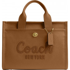 Брендовая женская сумка Coach Cargo Tote Bag in Pebble Leather Honey Brown - C617