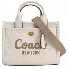 Брендовая женская сумка Coach Cargo Tote Bag in Pebble Leather White - C618