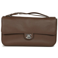 Брендовая женская сумка Chanel Maxi "Souplissimo" Small Flap Bag Brown/Silver - C657