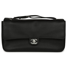 Брендовая женская сумка Chanel Maxi "Souplissimo" Small Flap Bag Black/Silver - C675 - Accessbagg