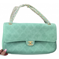 Брендовая женская сумка Chanel Maxi Small Flap Suede Bag Tiffany - C701 Брендовая женская сумка Chanel Maxi Small Flap Suede Bag Tiffany - C701