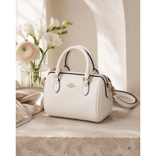 Брендовая женская сумка Coach Rowan Satchel Bag in Chalk Signature Canvas - COH000