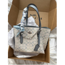 Брендовая женская сумка Coach Mollie 25 Tote Bag in Chalk/Blue Signature Canvas - #COH320 - COH320 Брендовая женская сумка Coach Mollie 25 Tote Bag in Chalk/Blue Signature Canvas - #COH320 - COH320