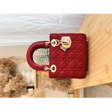 Брендовая женская сумка Dior Lady 20 Red | Икона женственности в мини формате (D412)