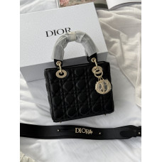 Брендовая женская сумка Dior Lady 20 Black | Икона женственности в мини формате (D434)