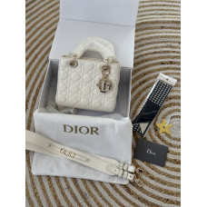 Брендовая женская сумка Dior Lady 20 White | Икона женственности в мини формате (D482)