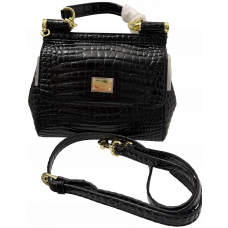 Брендовая женская сумка Dolce & Gabbana Sicily Medium Handbag Croco Black - DG1001