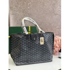 Брендовая женская сумка Goyard Saint Louis PM Tote Bag in Grey Coated Canvas - G624
