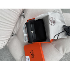 Hermes Herbag Mini Black | Cтильная и компактная Crossbody Bag из натуральной кожи и текстиля, Premium качество (H107)