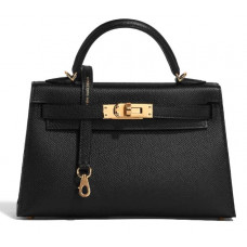 Брендовая женская сумка Hermes Kelly 20 Mini Bag Black/Gold Hardware - H8212 Брендовая женская сумка Hermes Kelly 20 Mini Bag Black/Gold Hardware - H8212