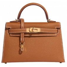 Брендовая женская сумка Hermes Kelly 20 Mini Bag Brown/Gold Hardware - K255 Брендовая женская сумка Hermes Kelly 20 Mini Bag Brown/Gold Hardware - K255