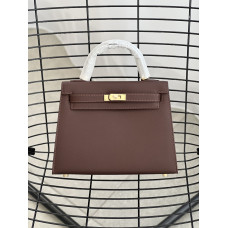 Hermes Kelly 25 Chocolate | Cтильная и компактная Crossbody Bag из натуральной кожи, Premium качество K425