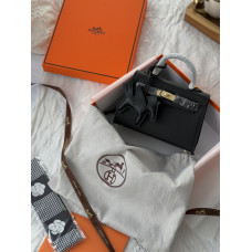 Hermes Kelly Black | Cтильная и компактная Crossbody Bag из натуральной кожи , Premium качество (K474)