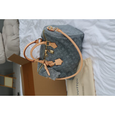 Брендовая женская сумка Louis Vuitton Speedy 30 Soft Denim | Cтильная и элегантаная, из денима и кожи L179