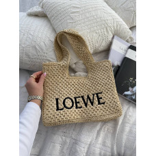 Брендовая женская соломенная плетеная сумка Loewe Font Tote L497