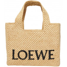 Брендовая соломенная сумка Loewe Font Tote Raffia Medium Bag Natural - 99887 - L497