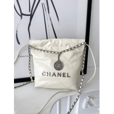 Брендовая женская сумка со стеганым узором Chanel 22 Mini Handbag Milk Quilted Calfskin Silver Hardware - P10147