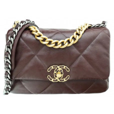 Брендовая женская сумка Chanel Medium 19 Flap Bag Chocolate - P10173