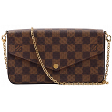 Брендовая женская сумка Louis Vuitton Felicie Pochette Bag Damier Ebene Canvas - P1051