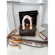 Брендовая женская сумка Louis Vuitton Speedy Bandouliere 20 Brown/Fuchsia Strap | Cтильная и и вместительная, из натуральной кожи - P1056 Брендовая женская сумка Louis Vuitton Speedy Bandouliere 20 Brown/Fuchsia Strap | Cтильная и и вместительная, из натуральной кожи - P1056