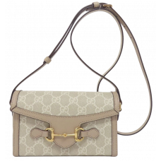 Брендовая женская сумка Gucci Horsebit 1955 Mini Bag Beige/White - P11032