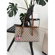 Брендовая женская сумка Gucci GG Emblem Large Leather-Trimmed Tote Bag | Стильная и вместительная | Lux качество P11038