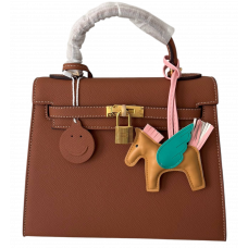 Брендовая женская сумка Hermes Kelly 25 Bag Brown Epsom Gold Sellier - K493 - P15050
