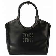 Брендовая женская сумка Miu Miu Ivy Leather Tote Bag Black | Стильный и вместительный кожаный шоппер - М224-P17044
