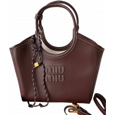 Брендовая женская сумка Miu Miu Ivy Small Leather Tote Bag Brown - P17045 Брендовая женская сумка Miu Miu Ivy Small Leather Tote Bag Brown - P17045