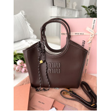 Брендовая женская сумка Miu Miu Ivy Leather Tote Bag Brown | Стильный и вместительный кожаный шоппер - P17045