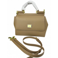 Брендовая женская сумка Dolce & Gabbana Sicily Medium Bag in Beige Calfskin - P19001 Брендовая женская сумка Dolce & Gabbana Sicily Medium Bag in Beige Calfskin - P19001