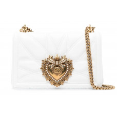 Брендовая женская сумка Dolce & Gabbana Devotion Medium Quilted Shoulder Bag White - P19009