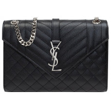Брендовая женская сумка Saint Laurent Envelope Medium Bag Black//Silver - P5024 Брендовая женская сумка Saint Laurent Envelope Medium Bag Black//Silver - P5024