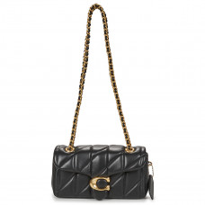 Брендовая женская сумка Coach Tabby 20 With Quilting Black/Gold | Cтильная и компактная сумочка из натуральной кожи P9039