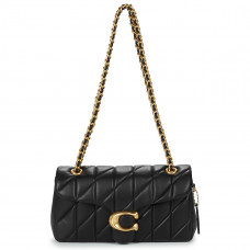 Брендовая женская сумка Coach Tabby 26 With Quilting Black/Gold | Cтильная и компактная сумочка из натуральной кожи #art0513/P9043