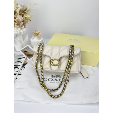 Брендовая женская сумка Coach Tabby 20 Quilting Milk/Gold | Cтильная и компактная, из натуральной кожи P9052