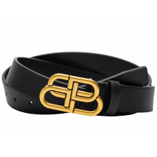 Брендовый ремень Balenciaga BB Leather Unisex Buckle Belt Black/Gold - R0026-66152