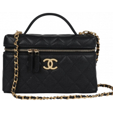 Брендовая женская сумка Chanel Top Handle Long Vanity Case with Chain Black/Brushed Gold - 4922-valery - S02130 - Accessbagg