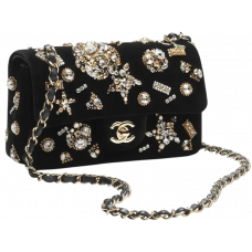 Сумка Chanel Mini Classic Handbag in Black Velvet with Imitation Pearls & Gold-Tone Hardware - S11-TD - TRENDY TOTES Сумка Chanel Mini Classic Handbag in Black Velvet with Imitation Pearls & Gold-Tone Hardware - S11-TD - TRENDY TOTES