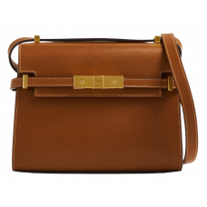 Брендовая женская сумка Saint Laurent Manhattan Mini Shoulder Bag in Brown Leather - Y403